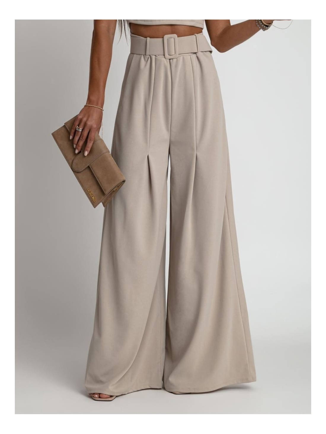 2-piece set, wide pants and beige blouse AZRHP3868